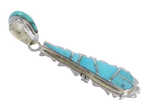 Southwest Sterling Silver Turquoise Inlay Pendant EX56460